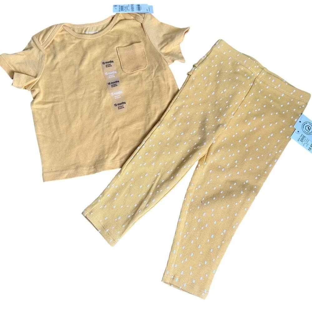 First Impressions 2PC Outfit Set Kids 18M Golden‎ Yellow Ruffle Leggings